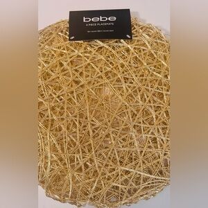 Bebe 4-Piece Metallic Gold Woven Decorative Placemats Set, Home, Dining, NWT
